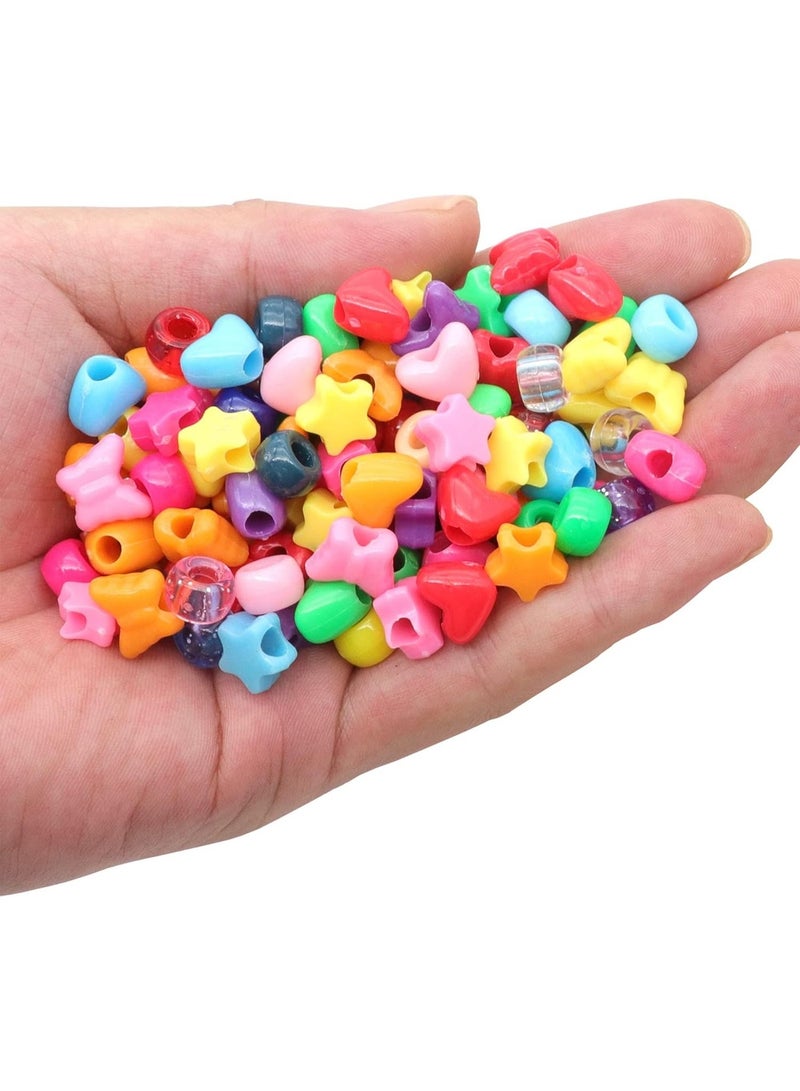 Capstro Large Hole 6×9 mm Acrylic Pony Beads for Jewelry Making – Bulk Craft Beads for Bracelets, Necklaces, Hair Braids & DIY Arts and Crafts – Heart & Butterfly Mix - Image 2